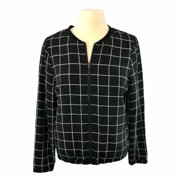 Reitmans Black & White Checkered Bomber Jacket - Picture 1 of 8